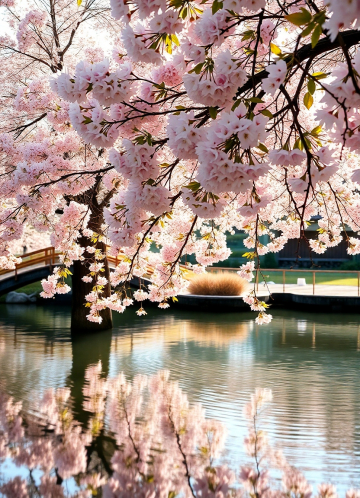 AI generated image of A japanese style pond or lake