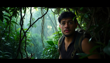 AI generated image of Prompt:
Explorer lost in the Amazon jungle